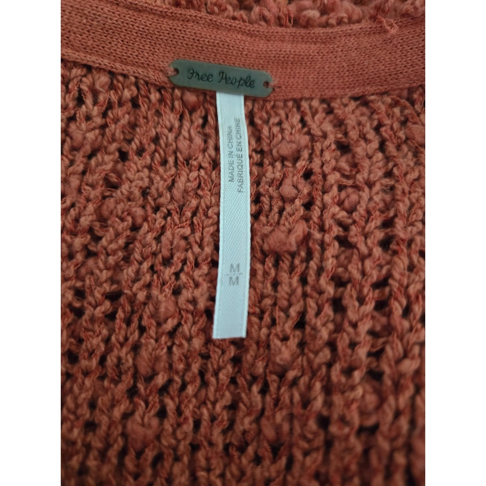 Free People Frayed Scoop Neck Sweater Womens M Slouchy Oversized Flare Sleeve - Picture 7 of 11